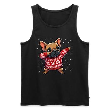 Noël Bouledogue Français Noël laid - Débardeur bio Premium Homme - noir - Devant - Michal (187cm)