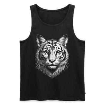 Nature Experience Tiger: Wilderness T-Shirt - Men's Premium Organic Tank Top - black - Front - AI Model Male 178 light (178cm)