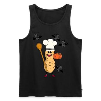 Peanut Peanuts Cooking Chefs Halloween Cooking - Men's Premium Organic Tank Top - black - Front - AI Model Male 178 light (178cm)