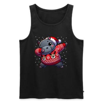 Weihnachten Nilpferd Ugly Christmas - Männer Premium Bio Tank Top - Schwarz - Vorne - Michal (187cm)