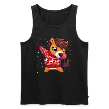 Weihnachten Pferdeliebhaber Pferd Hässliches - Männer Premium Bio Tank Top - Schwarz - Vorne - Michal (187cm)