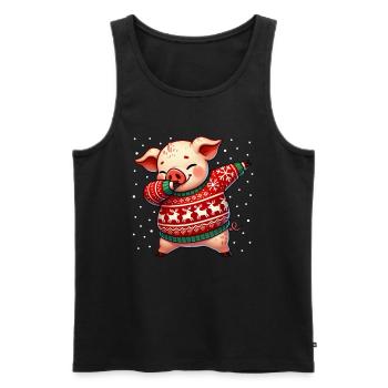 Weihnachten Schweine Bauer Ferkel Hässlich - Männer Premium Bio Tank Top - Schwarz - Vorne - Michal (187cm)