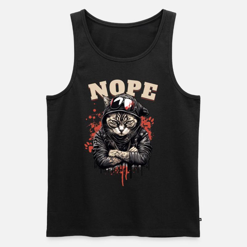 Angry Cat - NOPE! - Männer Premium Bio Tank Top - Schwarz
