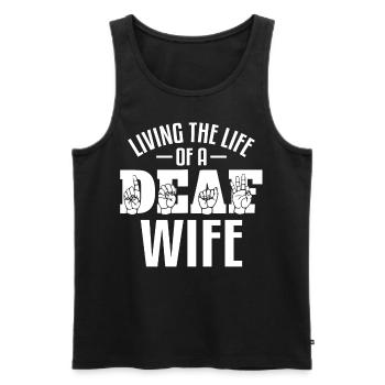 Fierté des sourds Langue des signes ASL - Débardeur bio Premium Homme - noir - Devant - Michal (187cm)