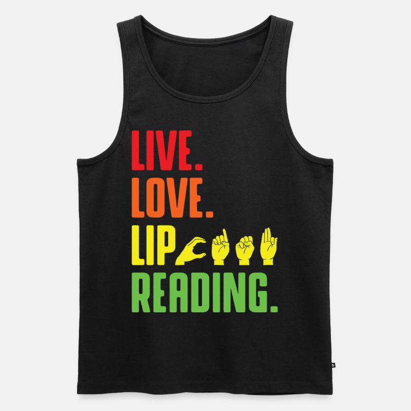 Deaf Pride ASL Gebärdensprache - Männer Premium Bio Tank Top - Schwarz