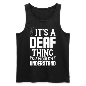 Deaf Pride ASL Gebärdensprache - Männer Premium Bio Tank Top - Schwarz - Vorne - Michal (187cm)