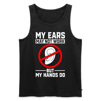 Gehörlosenstolz-Bewusstsein ASL - Männer Premium Bio Tank Top - Schwarz - Vorne - Michal (187cm)