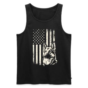 Journée des anciens combattants Berger allemand Drapeau américain – 4 juillet - Débardeur bio Premium Homme - noir - Devant - Michal (187cm)