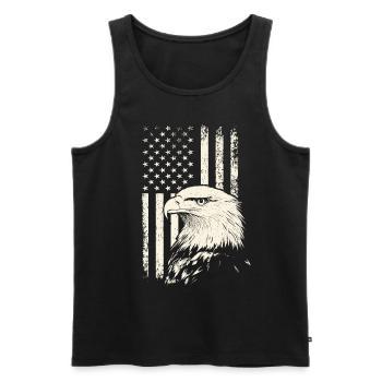 Patriot Bald Eagle – Journée des anciens combattants du 4 juillet - Débardeur bio Premium Homme - noir - Devant - Michal (187cm)