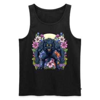 Werewolf Floral - Men's Premium Organic Tank Top - black - Front - AI Model Male 178 light (178cm)