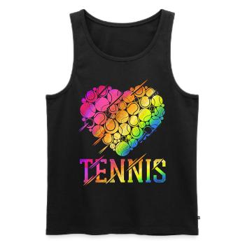 Funny Tennis Player Racket Heart - Männer Premium Bio Tank Top - Schwarz - Vorne - Michal (187cm)