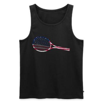 Raquette de joueur de tennis drôle - Débardeur bio Premium Homme - noir - Devant - Michal (187cm)