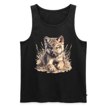 Wölfe Wolf - Männer Premium Bio Tank Top - Schwarz - Vorne - AI Model Male 178 light (178cm)