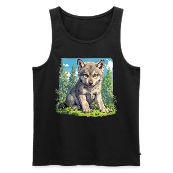 Wölfe Wolf - Männer Premium Bio Tank Top - Schwarz - Vorne - AI Model Male 178 light (178cm)