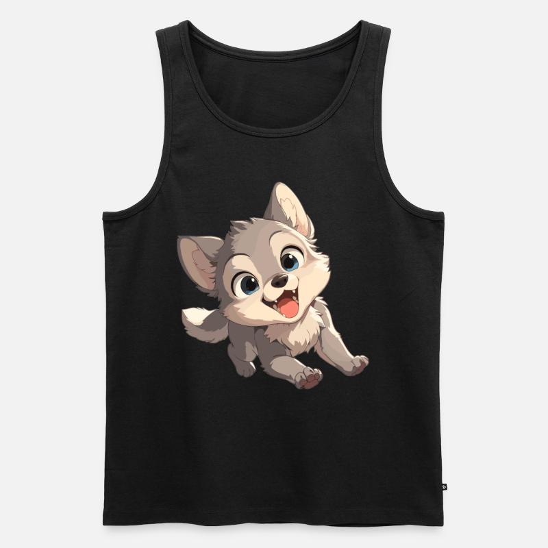 Wölfe Wolf - Männer Premium Bio Tank Top - Schwarz