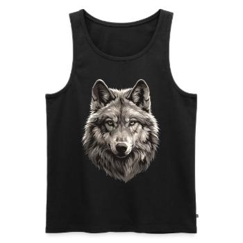 Wölfe Wolf - Männer Premium Bio Tank Top - Schwarz - Vorne - AI Model Male 178 light (178cm)