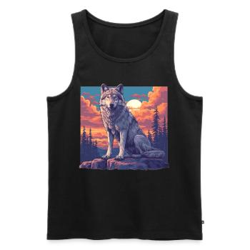 Wölfe Wolf - Männer Premium Bio Tank Top - Schwarz - Vorne - AI Model Male 178 light (178cm)