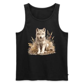 Wölfe Wolf - Männer Premium Bio Tank Top - Schwarz - Vorne - AI Model Male 178 light (178cm)