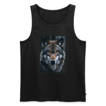 Wölfe Wolf - Männer Premium Bio Tank Top - Schwarz - Vorne - AI Model Male 178 light (178cm)