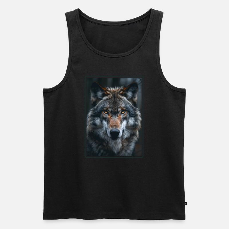 Wölfe Wolf - Männer Premium Bio Tank Top - Schwarz