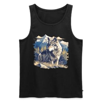Wölfe Wolf - Männer Premium Bio Tank Top - Schwarz - Vorne - AI Model Male 178 light (178cm)