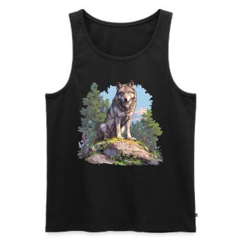 Wölfe Wolf - Männer Premium Bio Tank Top - Schwarz - Vorne - AI Model Male 178 light (178cm)