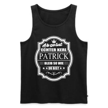 Absolutely real guy Patrick, stay the way you are - Men's Premium Organic Tank Top - black - Front - AI Model Male 178 light (178cm)