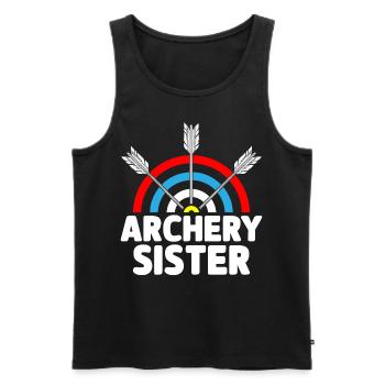 Bogenschießen Schwester Bogenschütze Bogen und Pfe - Männer Premium Bio Tank Top - Schwarz - Vorne - AI Model Male 178 light (178cm)