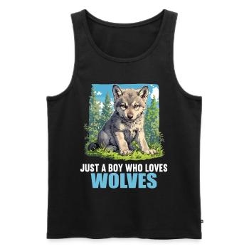 Wölfe Wolf - Männer Premium Bio Tank Top - Schwarz - Vorne - AI Model Male 178 light (178cm)