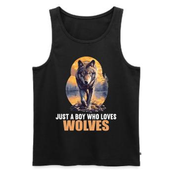 Wölfe Wolf - Männer Premium Bio Tank Top - Schwarz - Vorne - AI Model Male 178 light (178cm)