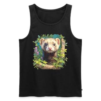 Ferret Frettchen - Männer Premium Bio Tank Top - Schwarz - Vorne - Michal (187cm)