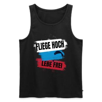Paragliding - Fly High, Live Free - Men's Premium Organic Tank Top - black - Front - AI Model Male 178 light (178cm)