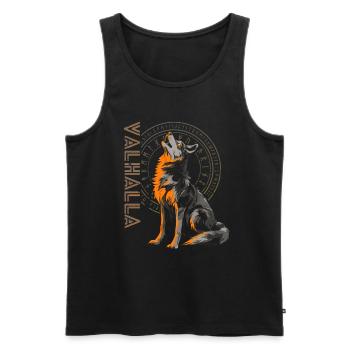 Runes : Vegvisir, Loup, Mythologie nordique, Vikings - Débardeur bio Premium Homme - noir - Devant - Michal (187cm)