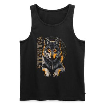 Viking Vegvisir Runes Loup Mythe nordique - Débardeur bio Premium Homme - noir - Devant - Michal (187cm)