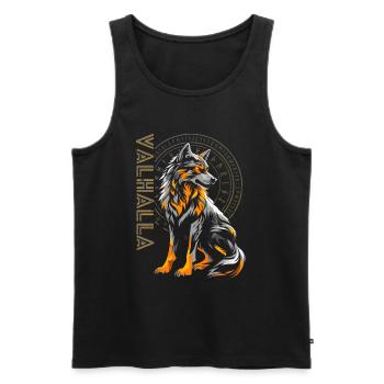 Loup Vegvisir Runes nordiques Viking Valhalla - Débardeur bio Premium Homme - noir - Devant - Michal (187cm)