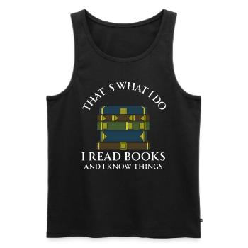 Buch Bücher Bibliothek Literatur Lesen Read Books - Männer Premium Bio Tank Top - Schwarz - Vorne - Michal (187cm)