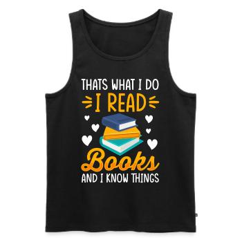 Buch Bücher Bibliothek Literatur Lesen Read Books - Männer Premium Bio Tank Top - Schwarz - Vorne - Michal (187cm)
