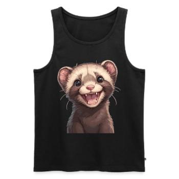 Ferret Frettchen - Männer Premium Bio Tank Top - Schwarz - Vorne - Michal (187cm)