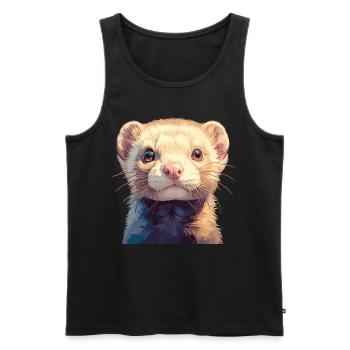 Ferret Frettchen - Männer Premium Bio Tank Top - Schwarz - Vorne - Michal (187cm)