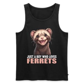 Ferret Frettchen - Männer Premium Bio Tank Top - Schwarz - Vorne - Michal (187cm)