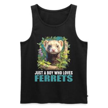 Ferret Frettchen - Männer Premium Bio Tank Top - Schwarz - Vorne - Michal (187cm)