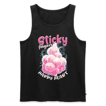 Cotton Candy Sticky Fingers Happy Heart - Men's Premium Organic Tank Top - black - Front - AI Model Male 178 light (178cm)