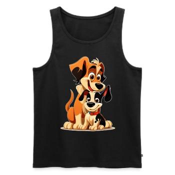 Funny dogs - happy puppy and parent duo - Men's Premium Organic Tank Top - black - Front - AI Model Male 178 light (178cm)