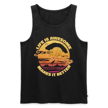 Life Is Awesome – Paragliding Makes It Better - Men's Premium Organic Tank Top - black - Front - Michal (187cm)