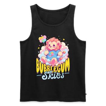 Barbe à papa Bubblegum Skies - Débardeur bio Premium Homme - noir - Devant - AI Model Male 178 light (178cm)