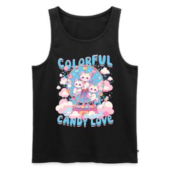 Cotton Candy Colorful Candy Love - Men's Premium Organic Tank Top - black - Front - AI Model Male 178 light (178cm)