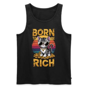 Katzenstyle trifft Reichtumstraum - Männer Premium Bio Tank Top - Schwarz - Vorne - AI Model Male 178 light (178cm)