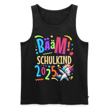 Bääm Schulkind 2025 Einhorn - Männer Premium Bio Tank Top - Schwarz - Vorne - AI Model Male 178 light (178cm)