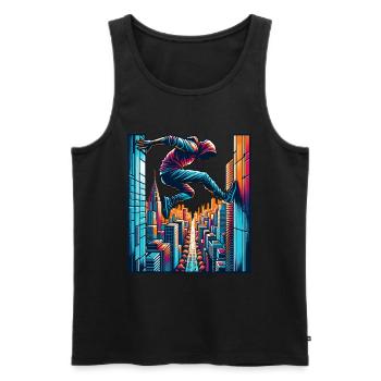 Parkour - Männer Premium Bio Tank Top - Schwarz - Vorne - AI Model Male 178 light (178cm)