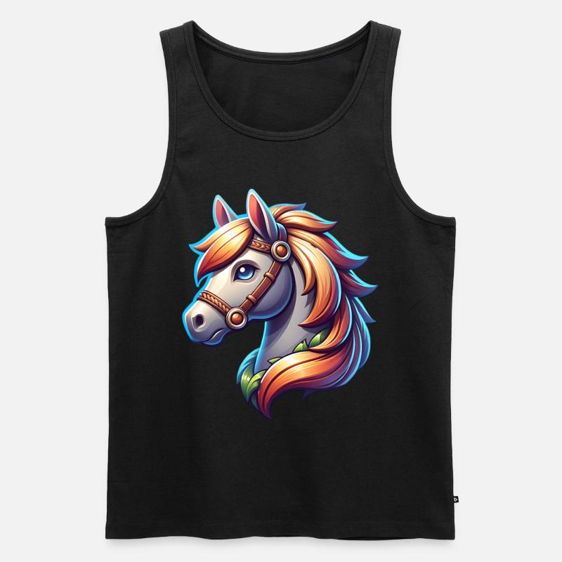 Pferd - Männer Premium Bio Tank Top - Schwarz